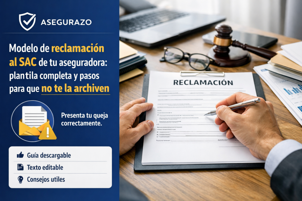 Modelo de reclamación al SAC de tu aseguradora: plantilla completa y pasos para que no te la archiven