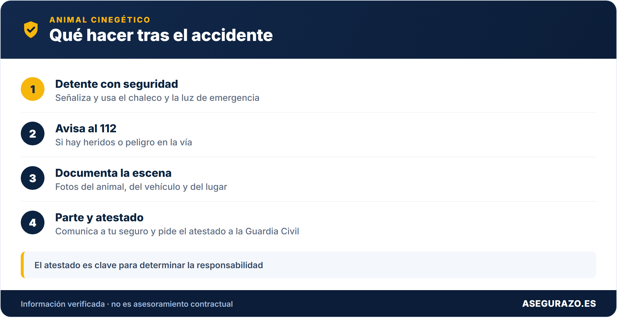 Pasos tras un accidente con un animal de caza