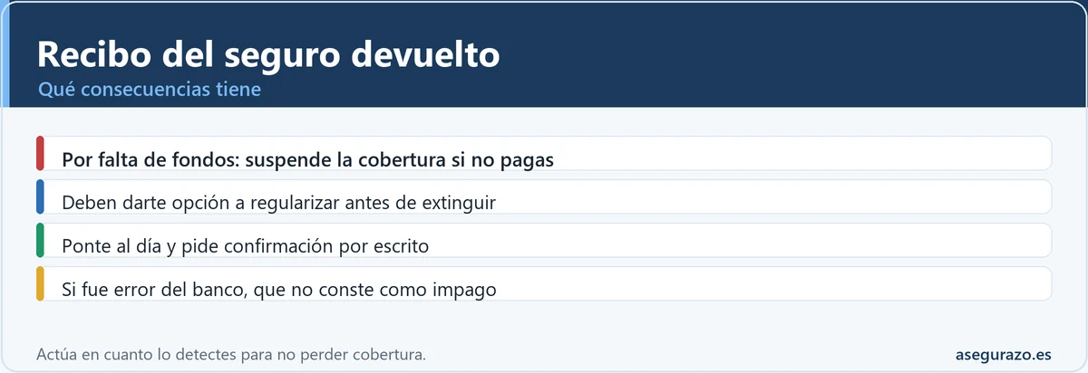 Qué pasa si se devuelve el recibo del seguro