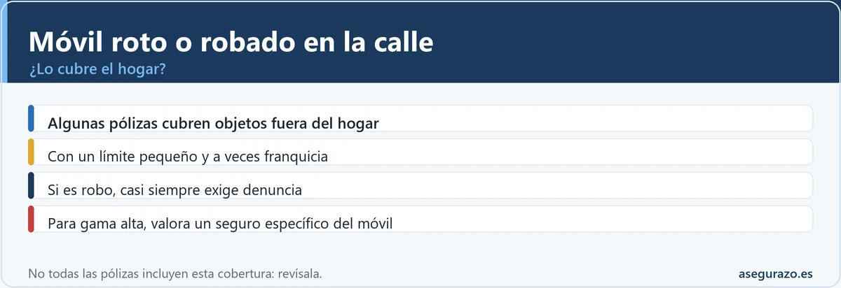 ¿Cubre el seguro de hogar el móvil roto o robado en la calle?