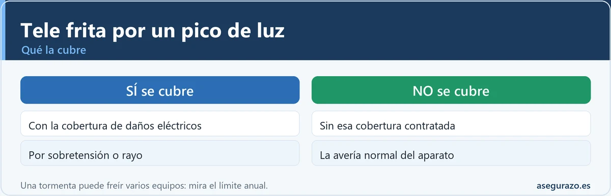 Cuándo cubre el seguro una tele frita por una subida de tensión