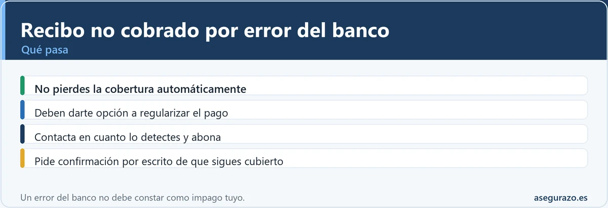 Qué pasa si el seguro no cobra el recibo por error del banco